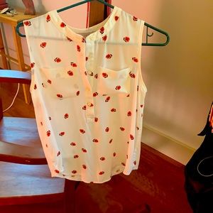 Loft cotton/poly blend tank w/ flower print